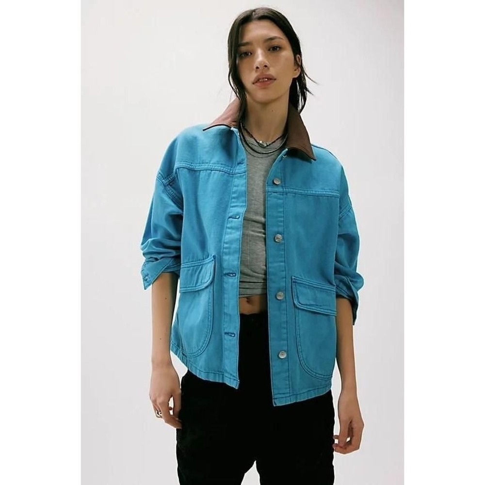 Free People We The Free Lemon Denim Jacket Ocean Blue Small NWT New Fall casual